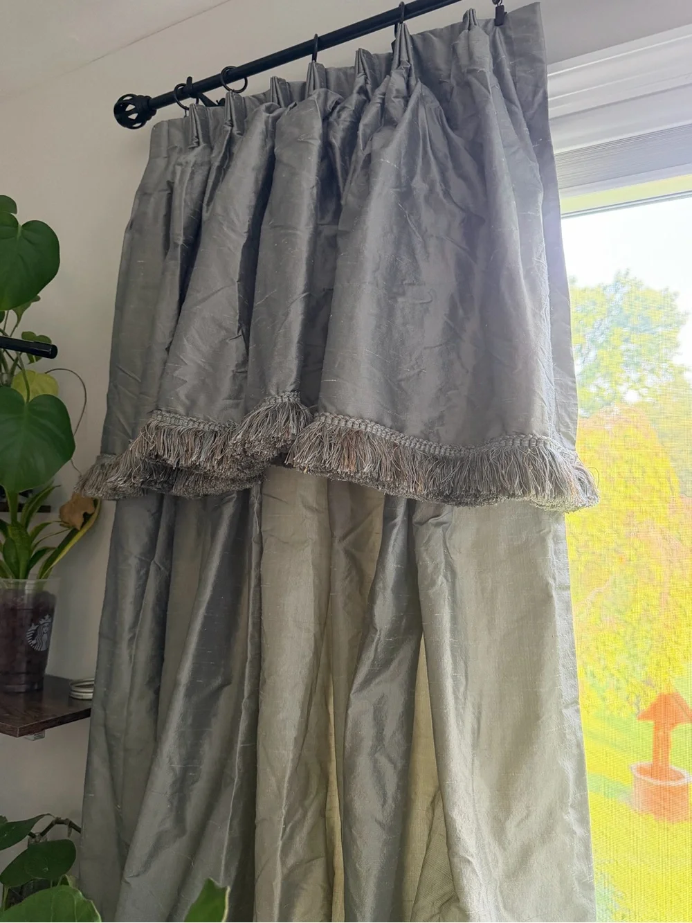Custom Gray Dupioni-Style Drapery Panels 96” Lined Interlined Pleated Pair
